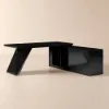 Modern 180 cm L-Shaped Black Executive Desk with Right Hand Return