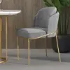 Modern Dining Chairs Cotton&Linen Upholstered Gray Side Chair in Gold Dining Room Chairs