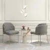 Modern Dining Chairs Cotton&Linen Upholstered Gray Side Chair in Gold Dining Room Chairs