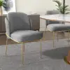 Modern Dining Chairs Cotton&Linen Upholstered Gray Side Chair in Gold Dining Room Chairs