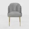 Modern Dining Chairs Cotton&Linen Upholstered Gray Side Chair in Gold Dining Room Chairs