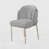 Modern Dining Chairs Cotton&Linen Upholstered Gray Side Chair in Gold Dining Room Chairs