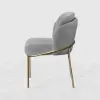 Modern Dining Chairs Cotton&Linen Upholstered Gray Side Chair in Gold Dining Room Chairs