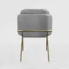 Modern Dining Chairs Cotton&Linen Upholstered Gray Side Chair in Gold Dining Room Chairs