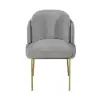 Modern Dining Chairs Cotton&Linen Upholstered Gray Side Chair in Gold Dining Room Chairs