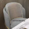 Modern Dining Chairs Cotton&Linen Upholstered Gray Side Chair in Gold Dining Room Chairs