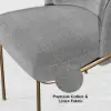 Modern Dining Chairs Cotton&Linen Upholstered Gray Side Chair in Gold Dining Room Chairs