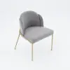 Modern Dining Chairs Cotton&Linen Upholstered Gray Side Chair in Gold Dining Room Chairs