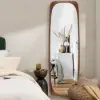 Mid-Century Rectangle Walnut Full Length Leaning Floor Mirror Wood Frame 175 cm x 50 cm