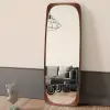 Mid-Century Rectangle Walnut Full Length Leaning Floor Mirror Wood Frame 175 cm x 50 cm