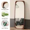 Mid-Century Rectangle Walnut Full Length Leaning Floor Mirror Wood Frame 175 cm x 50 cm