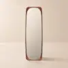 Mid-Century Rectangle Walnut Full Length Leaning Floor Mirror Wood Frame 175 cm x 50 cm