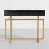 1200mm Modern Narrow Black Console Table with Storage Drawers and Metal Legs in Gold