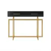 1200mm Modern Narrow Black Console Table with Storage Drawers and Metal Legs in Gold