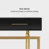 1200mm Modern Narrow Black Console Table with Storage Drawers and Metal Legs in Gold