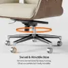 Picture of Modern Ergonomic Off White Faux Leather Swivel Office Chair with Walnut Wood Accents