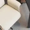 Picture of Modern Ergonomic Off White Faux Leather Swivel Office Chair with Walnut Wood Accents