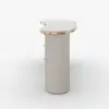 Modern 110 cm Curved Warm White Wood Desk 3 Drawers & Fluted Double Pedestal Base