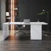 Modern 150 cm White Wood Desk with Movable Cabinet