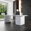 Modern 150 cm White Wood Desk with Movable Cabinet