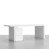 Modern 150 cm White Wood Desk with Movable Cabinet