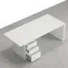 Modern 150 cm White Wood Desk with Movable Cabinet