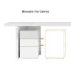 Modern 150 cm White Wood Desk with Movable Cabinet