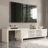 Extendable Grille-Inspired TV Stand with Storage(1600mm-2100mm)