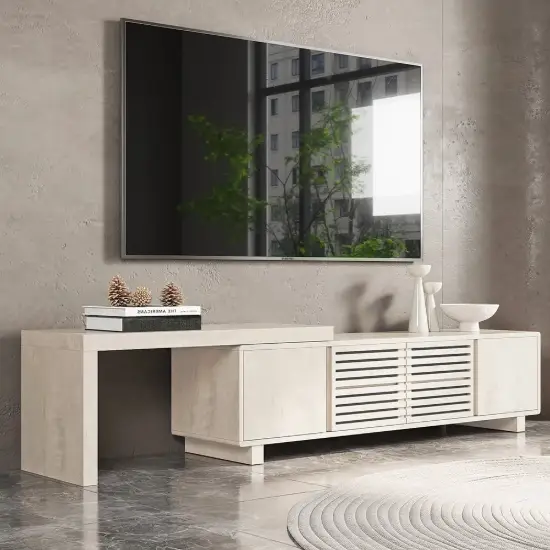 Extendable Grille-Inspired TV Stand with Storage(1600mm-2100mm)