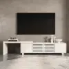 Extendable Grille-Inspired TV Stand with Storage(1600mm-2100mm)
