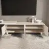 Extendable Grille-Inspired TV Stand with Storage(1600mm-2100mm)