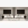 Extendable Grille-Inspired TV Stand with Storage(1600mm-2100mm)