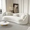 213 cm Velvet Curved Upholstered Sofa with Pillows