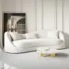 213 cm Velvet Curved Upholstered Sofa with Pillows