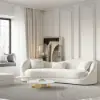 213 cm Velvet Curved Upholstered Sofa with Pillows