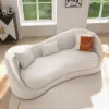 213 cm Velvet Curved Upholstered Sofa with Pillows