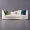 213 cm Velvet Curved Upholstered Sofa with Pillows