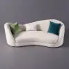 213 cm Velvet Curved Upholstered Sofa with Pillows