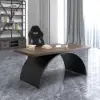 Industrial 160 cm Rectangular Walnut Wood Desk with Metal Base