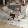 Picture of Ergonomic Khaki Faux Leather High Back Reclining Swivel Office Desk Chair with Footrest