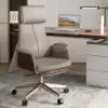 Picture of Ergonomic Khaki Faux Leather High Back Reclining Swivel Office Desk Chair with Footrest