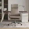 Picture of Ergonomic Khaki Faux Leather High Back Reclining Swivel Office Desk Chair with Footrest