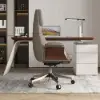 Picture of Ergonomic Khaki Faux Leather High Back Reclining Swivel Office Desk Chair with Footrest