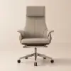 Picture of Ergonomic Khaki Faux Leather High Back Reclining Swivel Office Desk Chair with Footrest