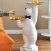 Modern White Bear Side Table Resin Tiered Tray Top End Table in Gold