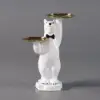 Modern White Bear Side Table Resin Tiered Tray Top End Table in Gold