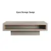 Japandi Rectangle Concrete Grey Coffee Table with 2 Drawers & Open Storage