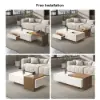 White & Walnut Extendable Rectangle Coffee Table with Drawer & Sliding Storage