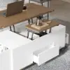 120 cm Lift-Top Extendable Coffee Table with Drawers & Cabinet – Walnut