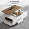 120 cm Lift-Top Extendable Coffee Table with Drawers & Cabinet – Walnut